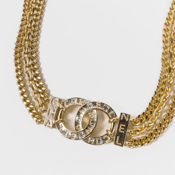 Chanel A21 Light Gold CC Triple Chain Choker - Picture 4 of 7